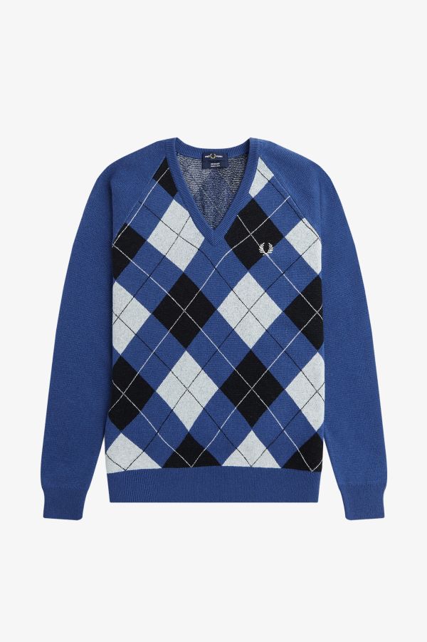 Lambswool Argyle V-Neck Jumper